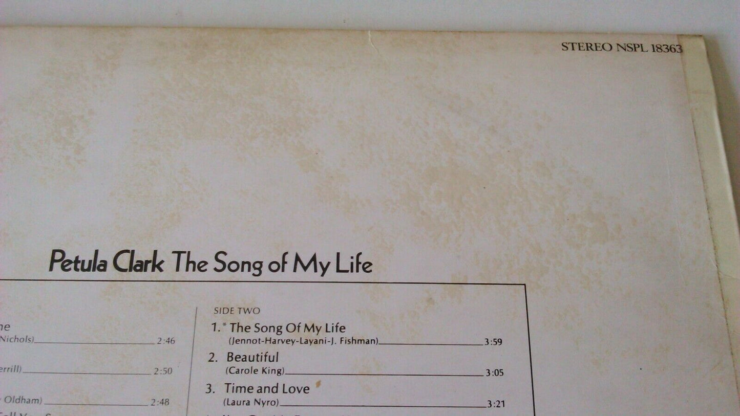 Petula Clark – The Song Of My Life (Pye, 1971) 12" vinyl LP G+/VG