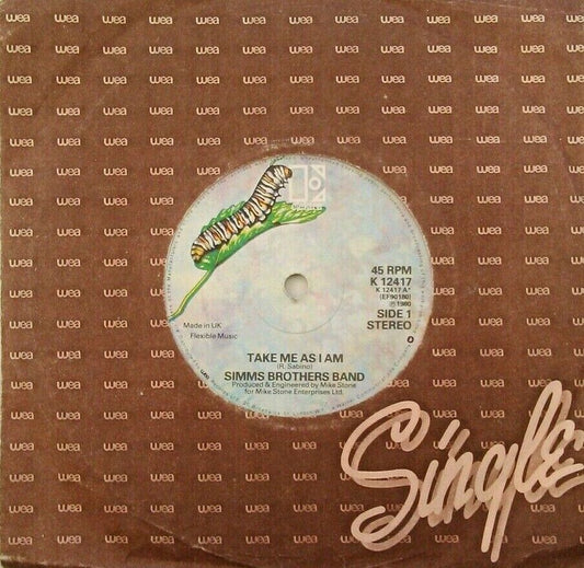 Simms Brothers Band - Take Me As I Am (Elektra, 1980) 7" vinyl single VG/VG