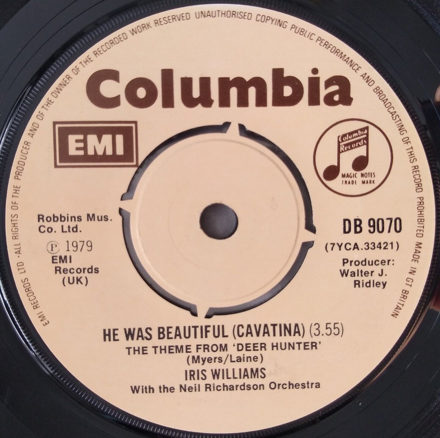 Iris Williams - He Was Beautiful (Cavatina) (Columbia 1979) 7" vinyl single VG/-