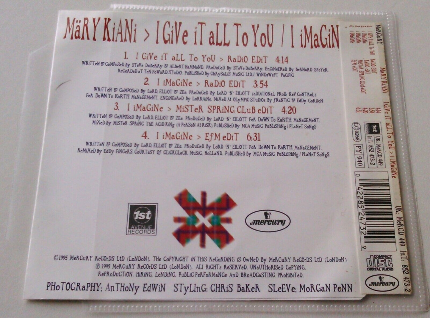 Märy Kiani – I Give It All To You (1995) CD single *no case - plastic wallet*