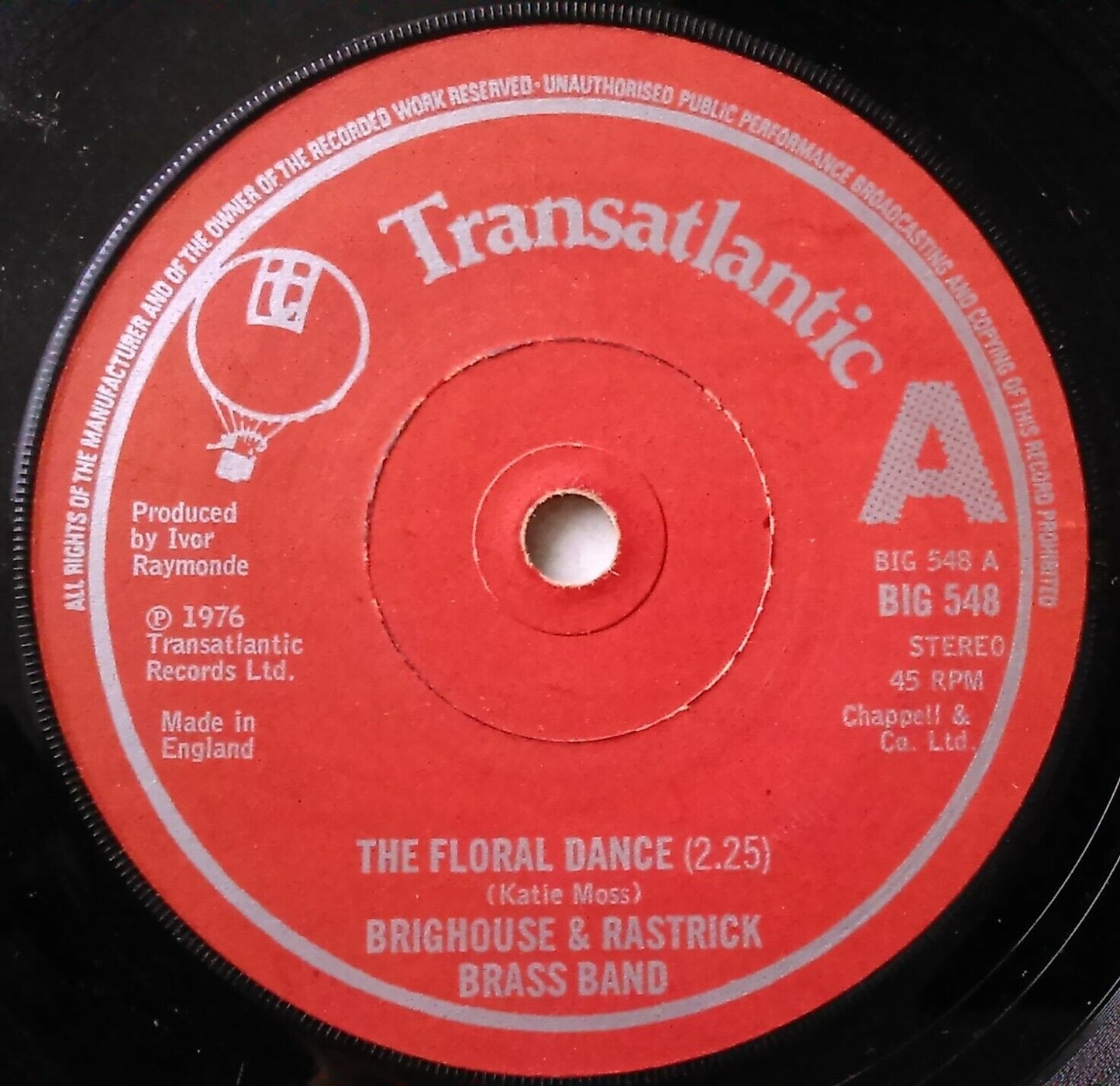 Brighouse & Rastrick Brass Band – The Floral Dance (1976) 7" vinyl single VG/-