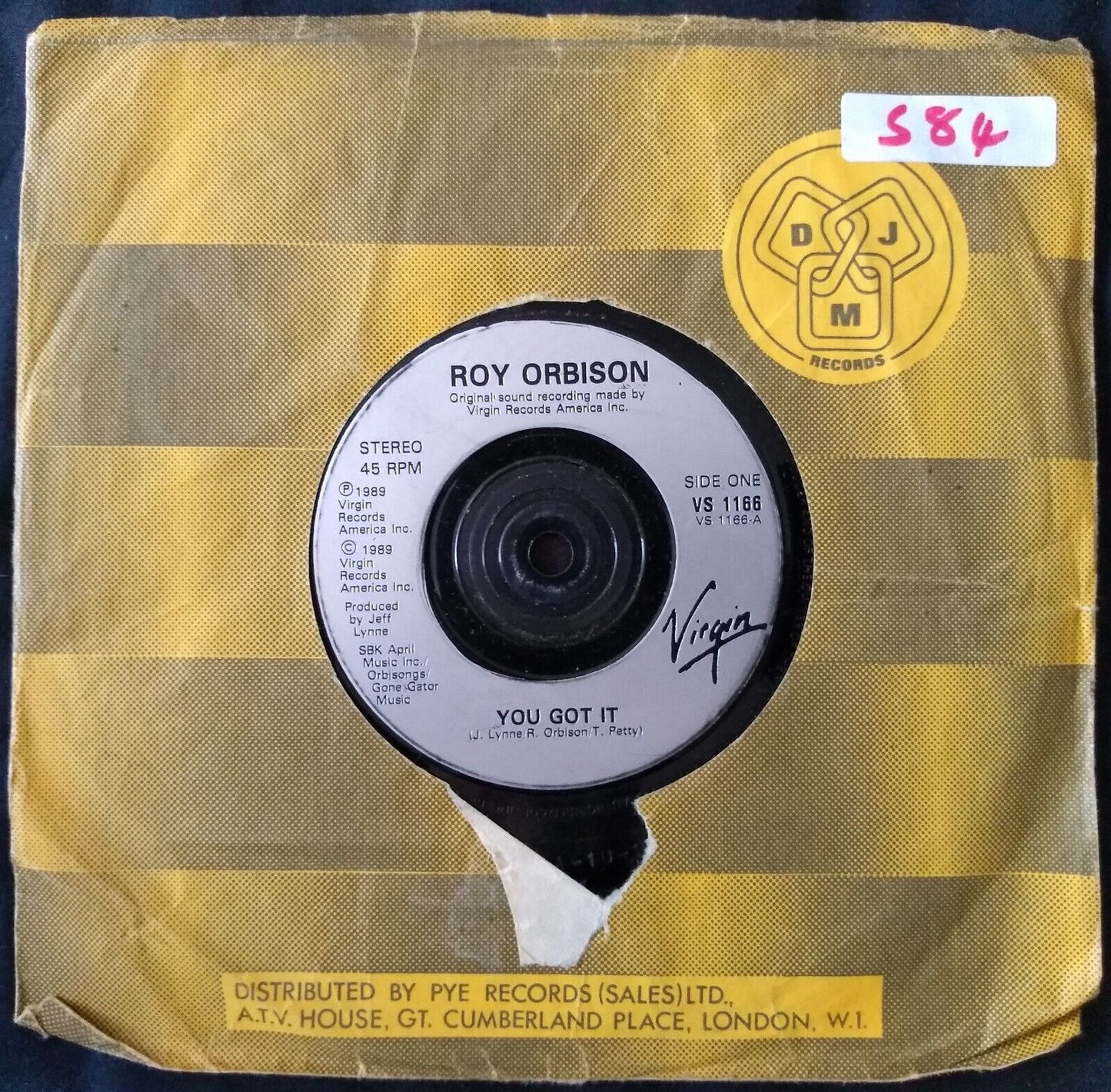 Roy Orbison – You Got It (Virgin 1989) 7" vinyl single VG/-