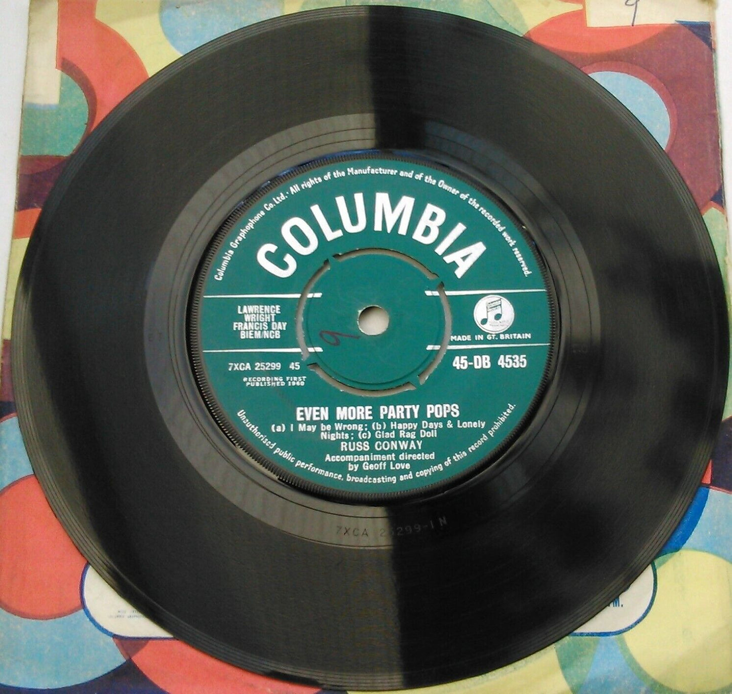 Russ Conway – Even More Party Pops (Columbia, 1960) 7" vinyl single VG/-