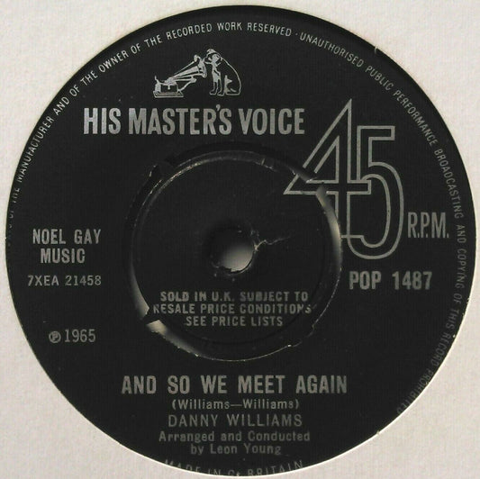 Danny Williams - And So We Meet Again (HMV, 1965) 7" vinyl single VG/-