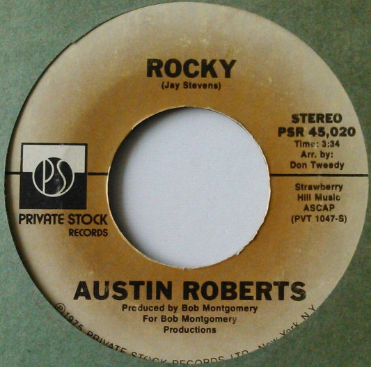 Austin Roberts ‎– Rocky (Private Stock, 1975) 7" vinyl US single VG/VG