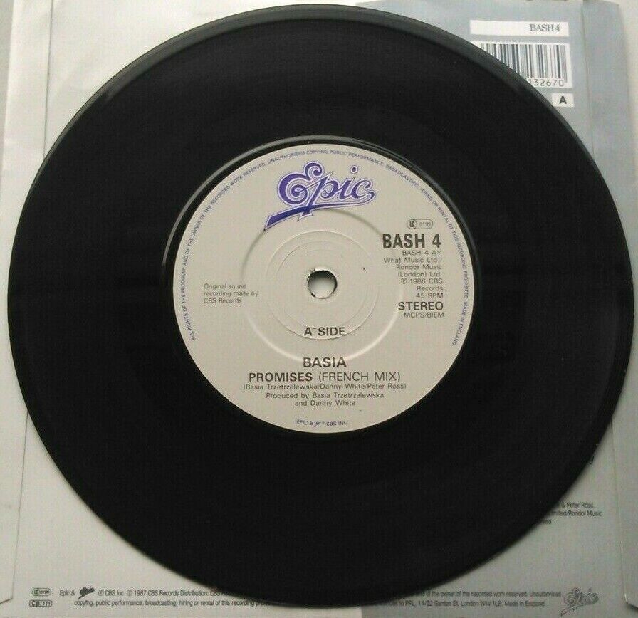 Basia - Promises (Epic, 1987) 7" vinyl P/S single VG/VG