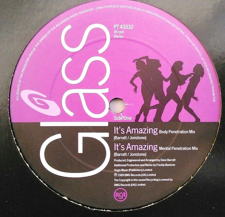 Glass - It's Amazing (RCA, 1989) 12" vinyl single VG/VG