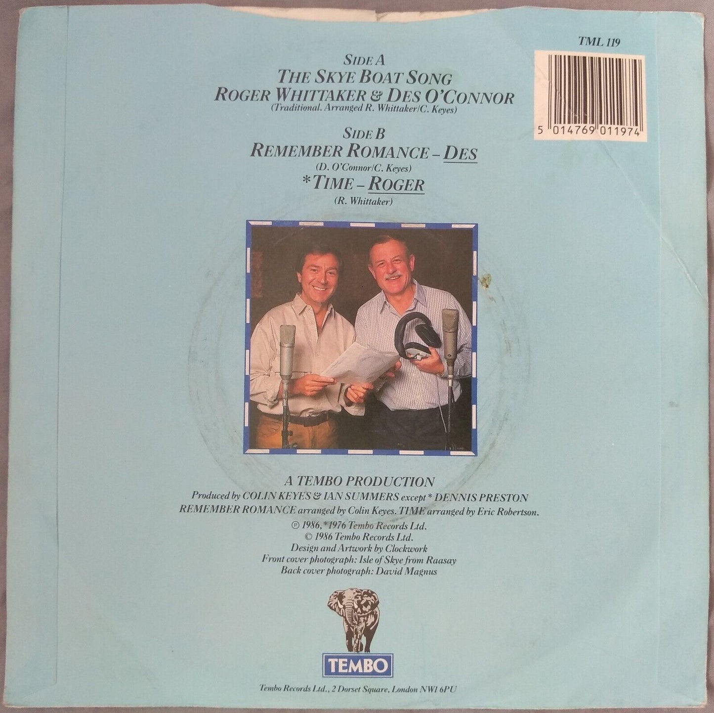 Roger Whittaker & Des O’Connor- Skye Boat Song (1986) 7" vinyl VG/VG jukebox