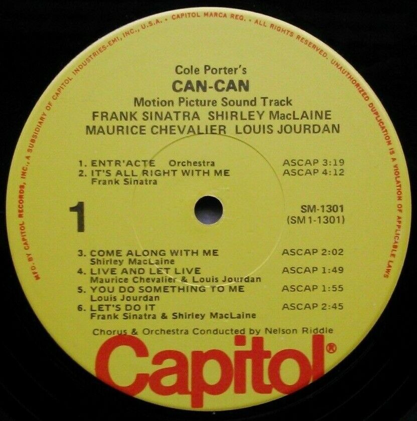 Cole Porter's Can-Can: Original Soundtrack (Capitol, 1975) 12" vinyl LP VG/VG US