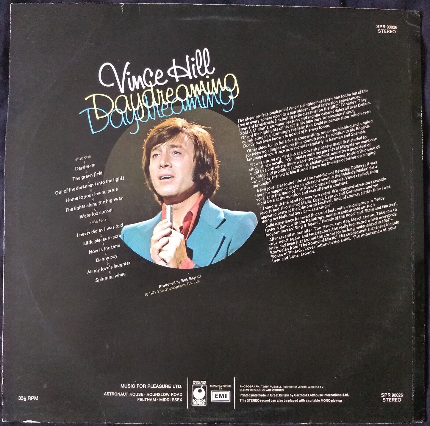 Vince Hill - Daydreaming (Sounds Superb 1971) 12" vinyl LP VG/VG