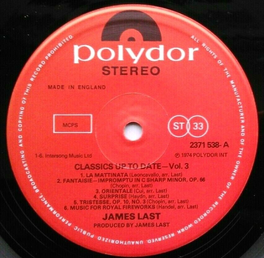 James Last – Classics Up To Date Vol. 3 (Polydor, 1974) 12" vinyl LP EX/VG