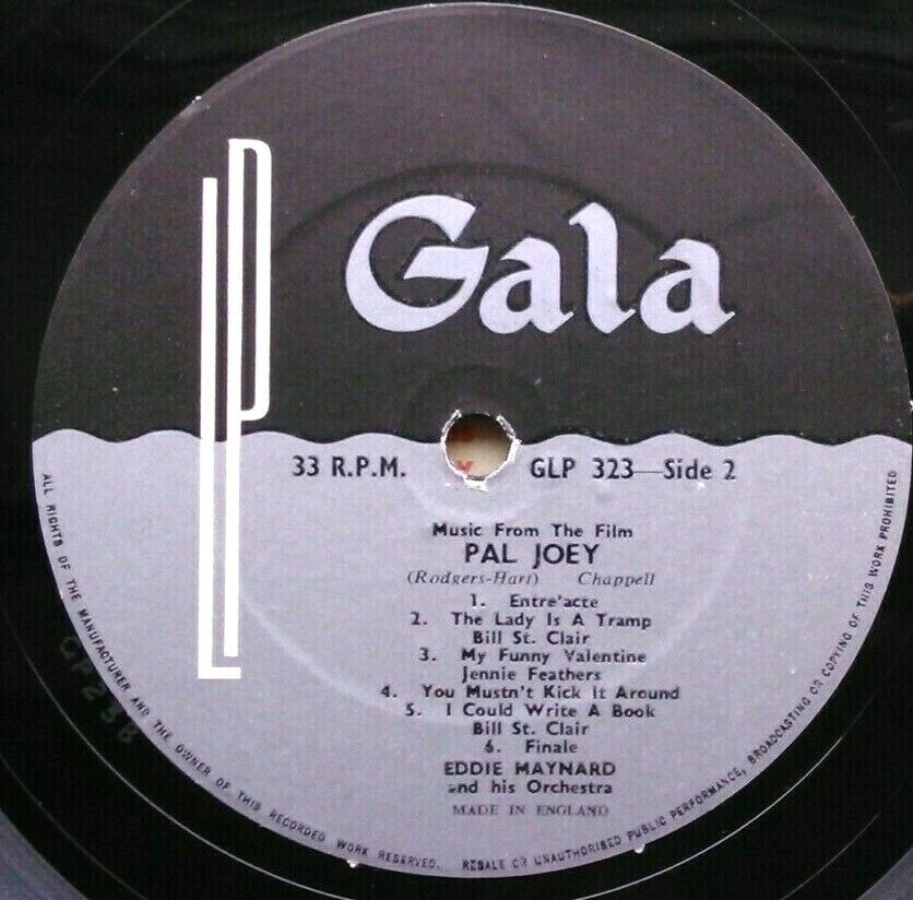 Eddie Maynard And His Orchestra – Pal Joey (Gala, 1958) 12" vinyl LP VG/VG