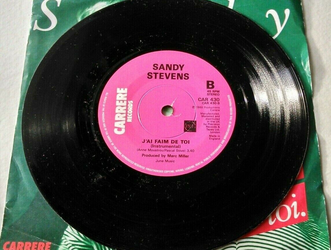 Sandy Stevens – J'ai Faim De Toi (Carrere, 1988) 7" vinyl single VG/VG