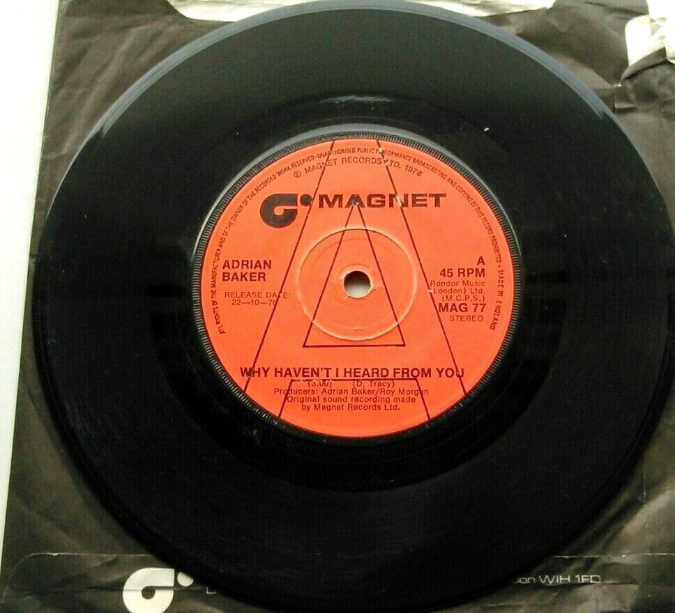 Adrian Baker – Why Haven't I Heard From You (1976) 7" vinyl single VG/- promo