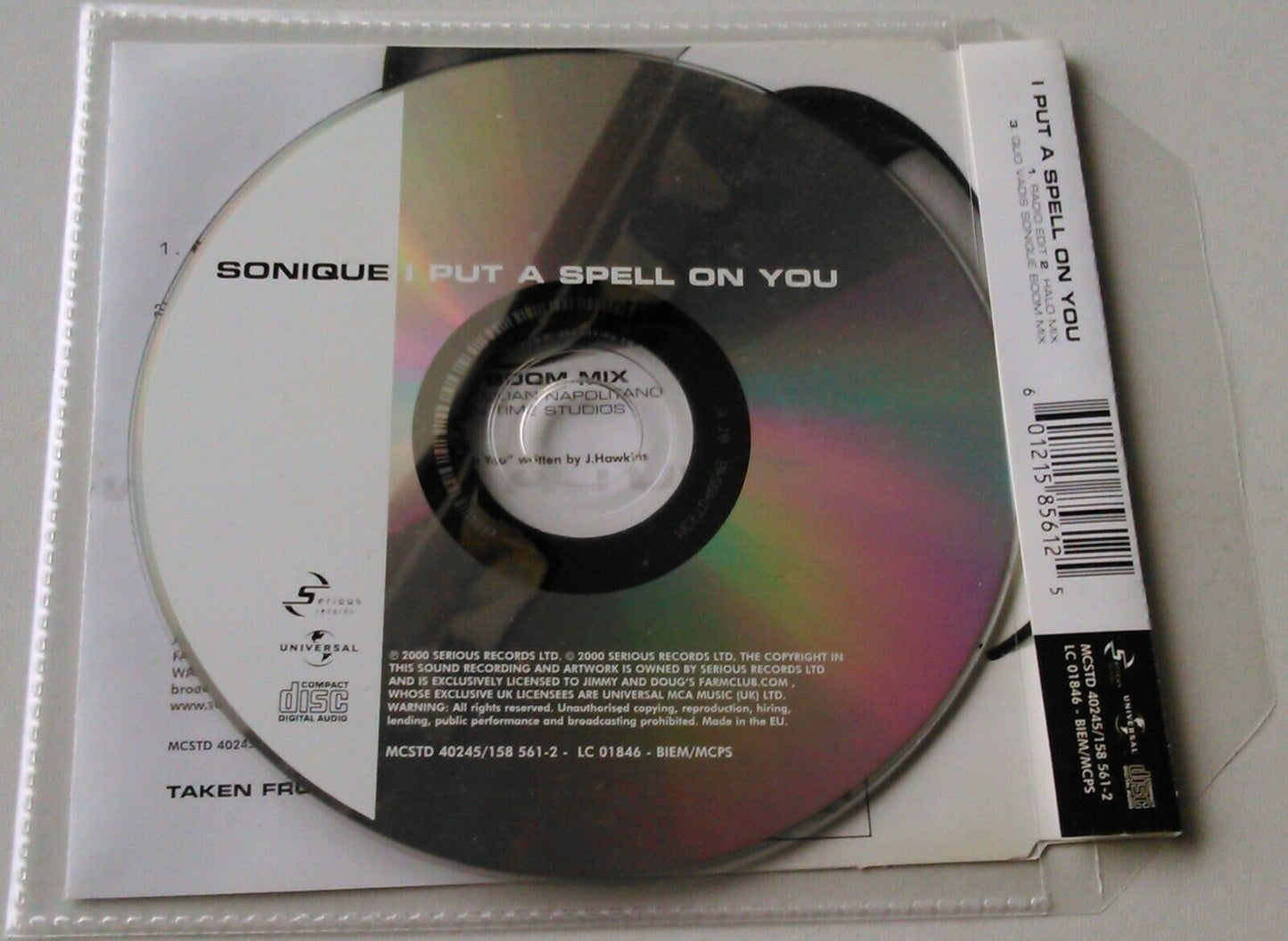 Sonique – I Put A Spell On You (2000) CD single *no case - plastic wallet*