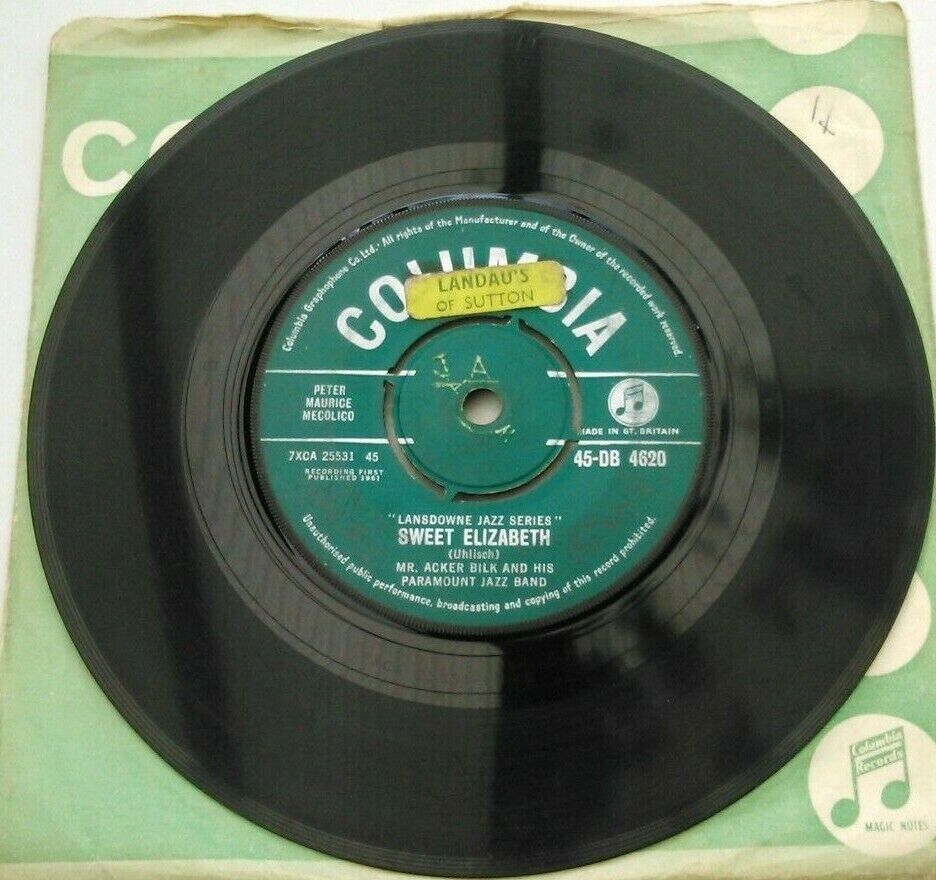 Acker Bilk – Sweet Elizabeth (Columbia, 1961) 7" vinyl single G+/VG