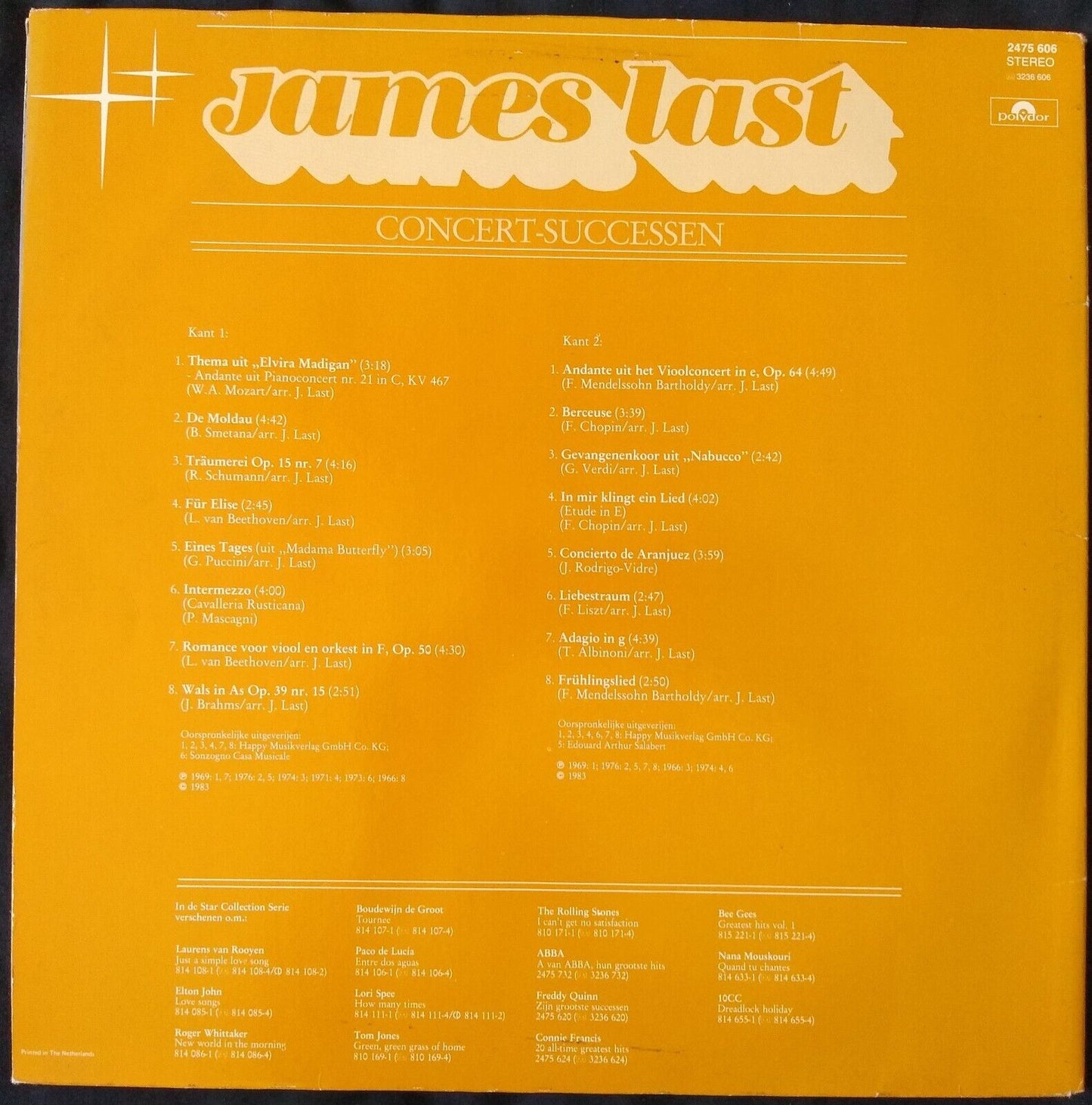 James Last - Concert-Successen (Polydor 1983) Dutch 12" vinyl LP VG/VG