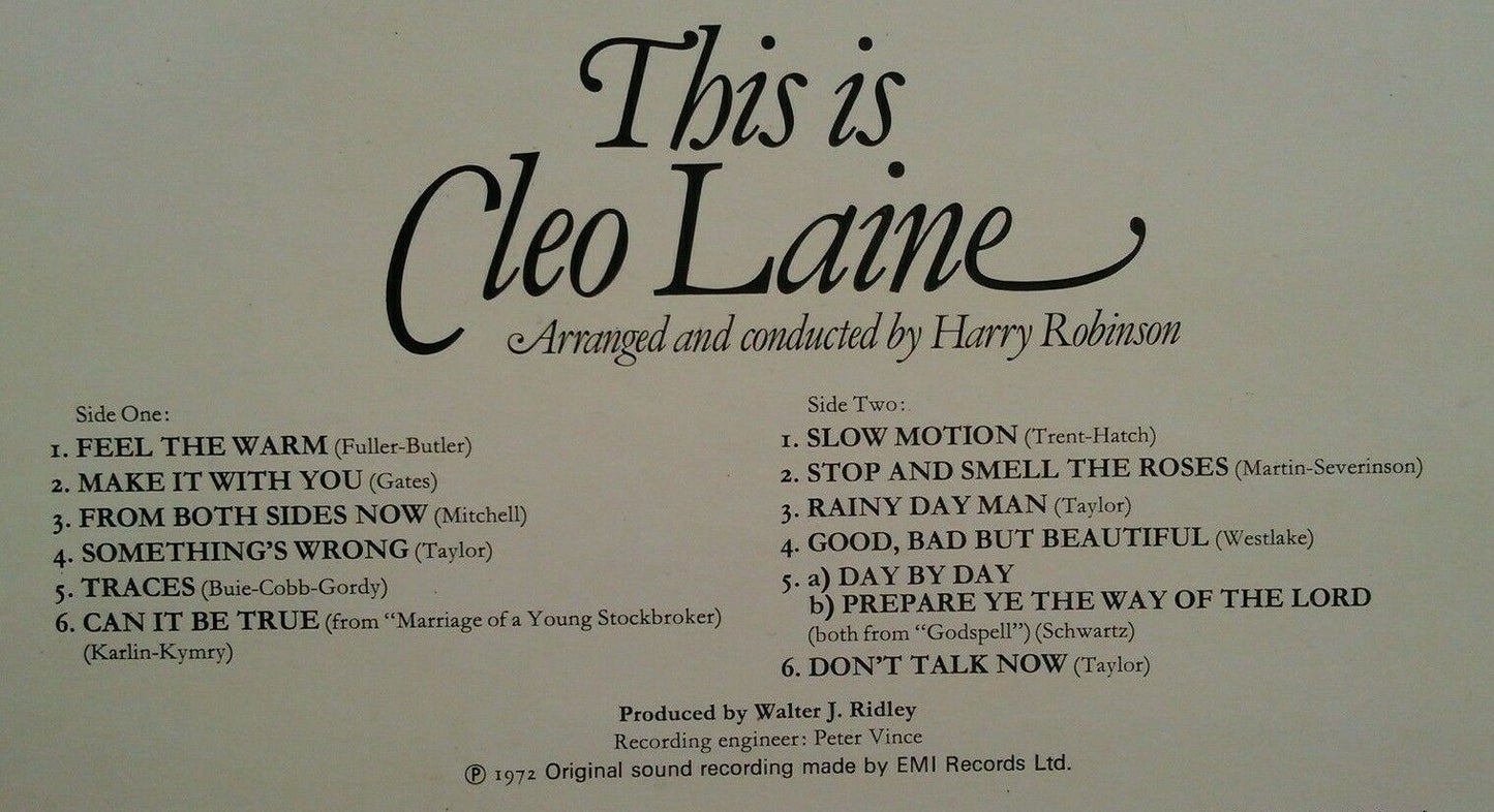 Cleo Laine ‎– This Is Cleo Laine (EMI, 1981) 12" vinyl LP VG/VG