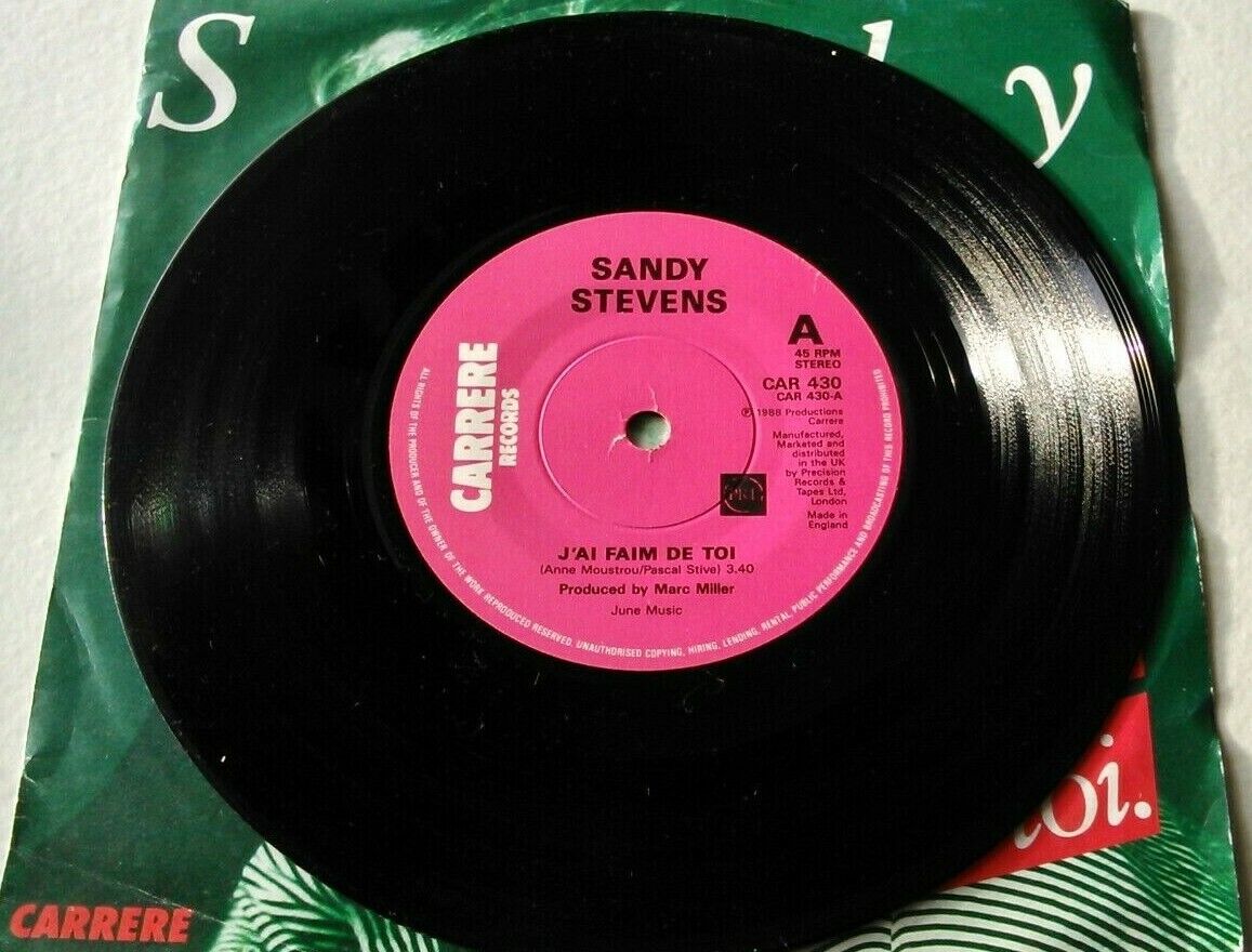 Sandy Stevens – J'ai Faim De Toi (Carrere, 1988) 7" vinyl single VG/VG