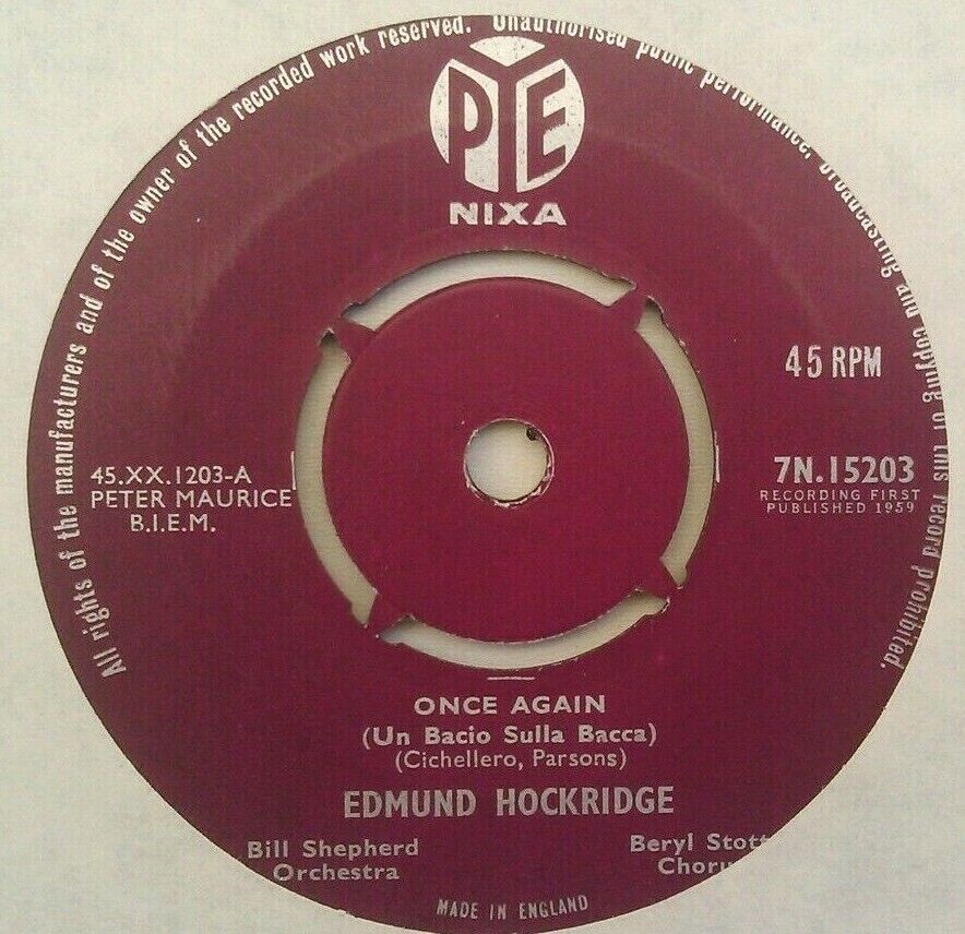 Edmund Hockridge - Once Again (Pye, 1959) 7" vinyl single VG/VG