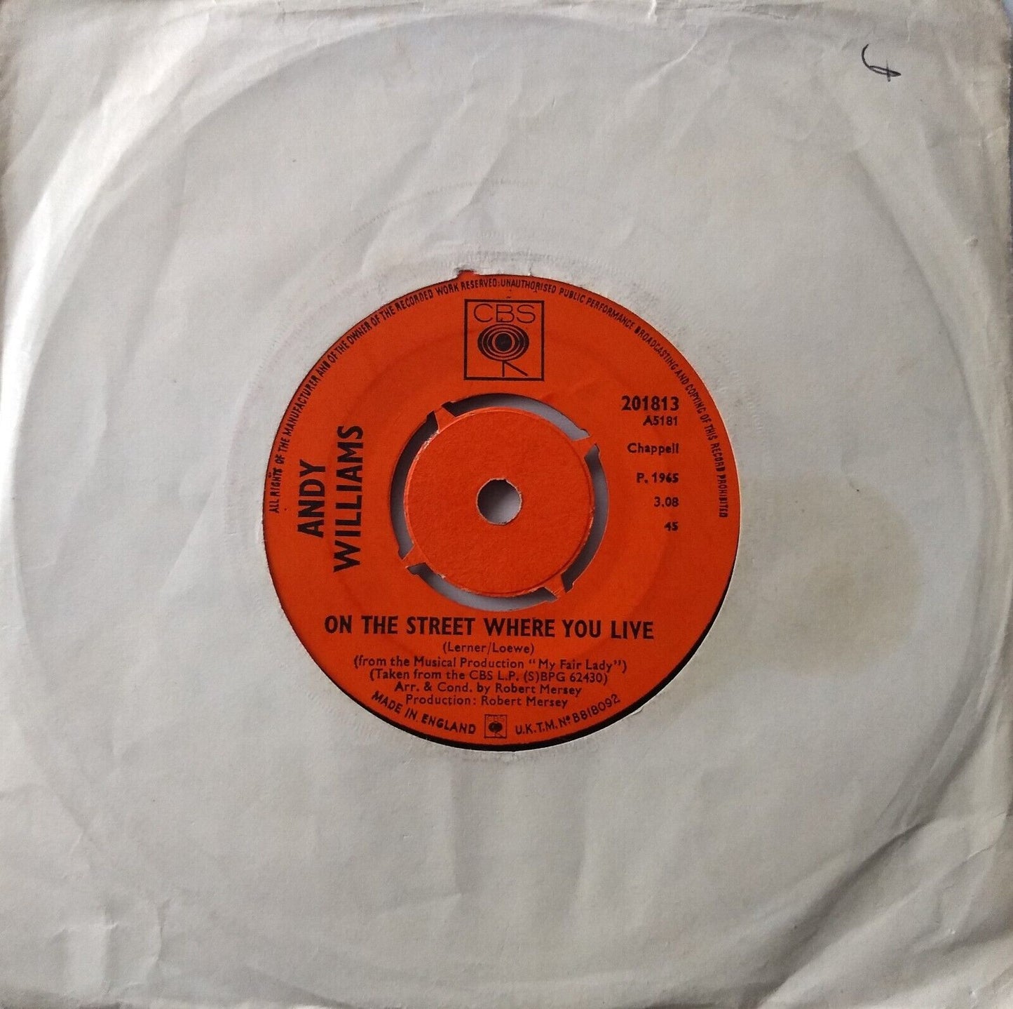 Andy Williams – Almost There (CBS, 1965) 7" vinyl single VG/-