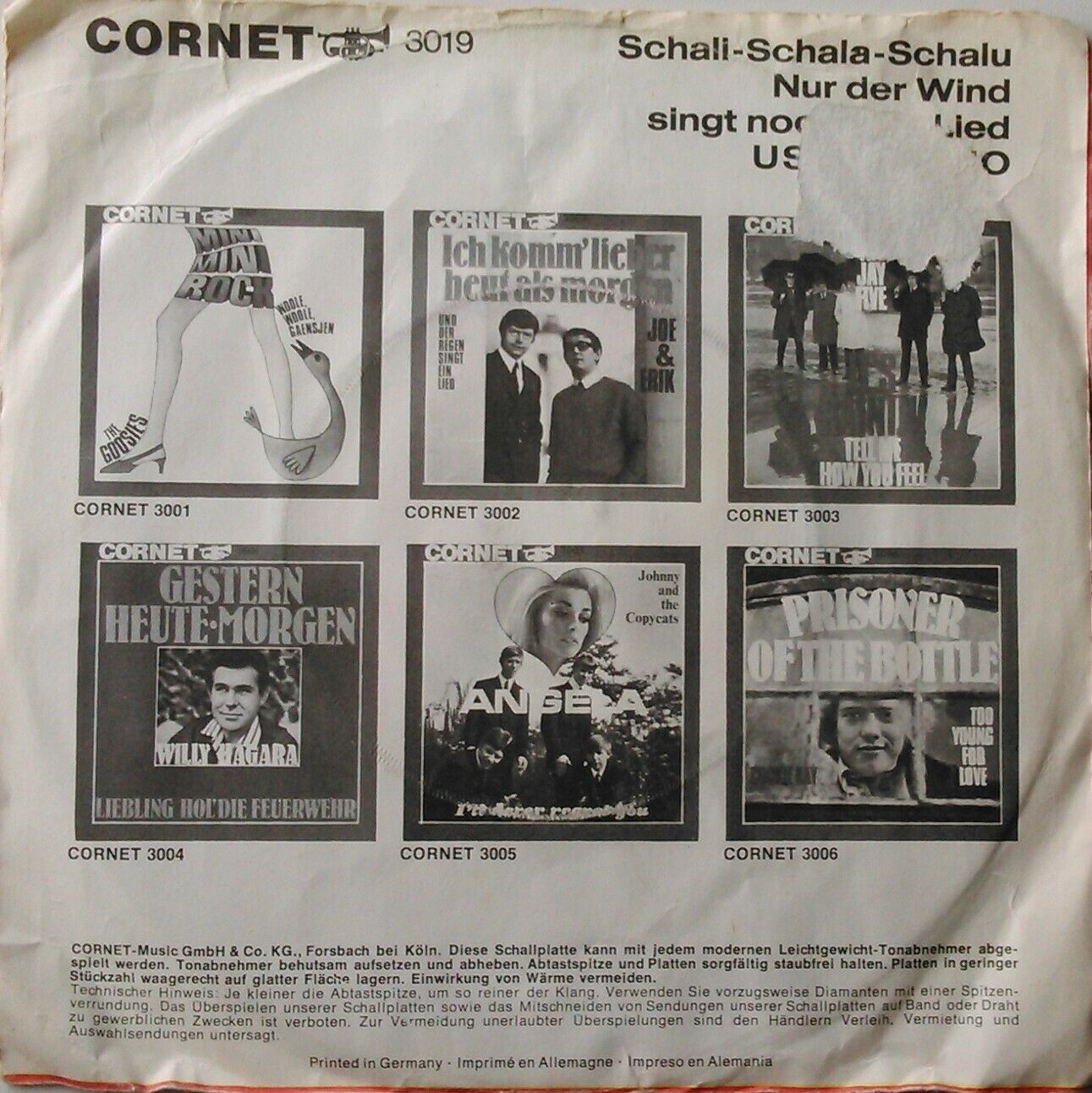 Uschi Reno – Schali - Schala - Schalu (Comet) 7" vinyl single VG/VG German