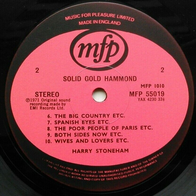 Harry Stoneham – Solid Gold Hammond (EMI, 1980) 2x12" vinyl LP VG/VG