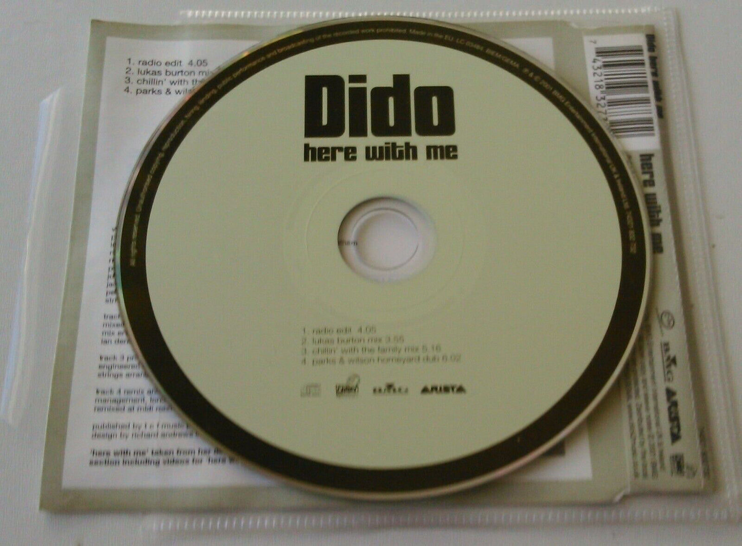 Dido ‎– Here With Me (2001) CD single *no case - plastic wallet*