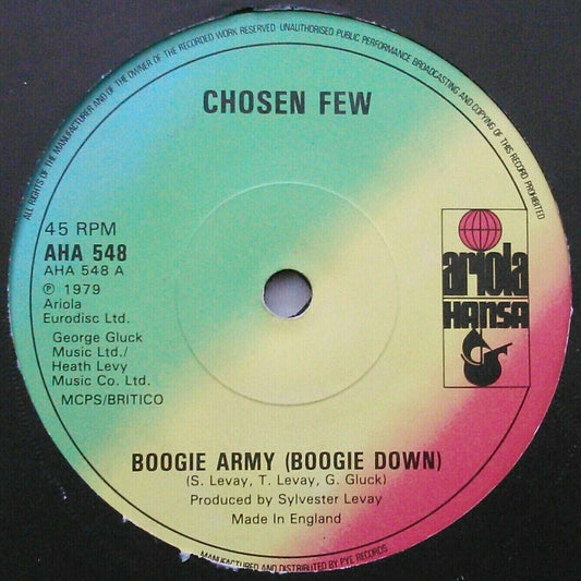 Chosen Few - Boogie Army (Boogie Down) (Ariola, 1979) 7" vinyl single VG/-