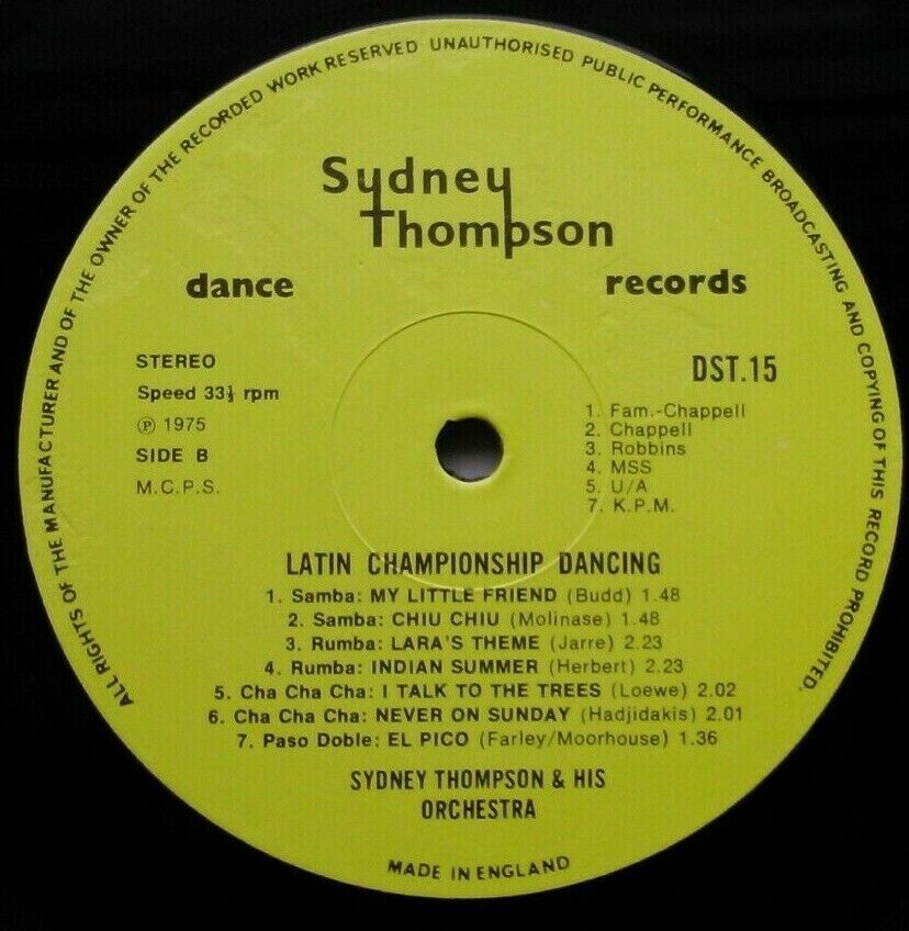 Sydney Thompson - Latin Championship Dancing (STDR, 1975) 12" vinyl LP VGVG