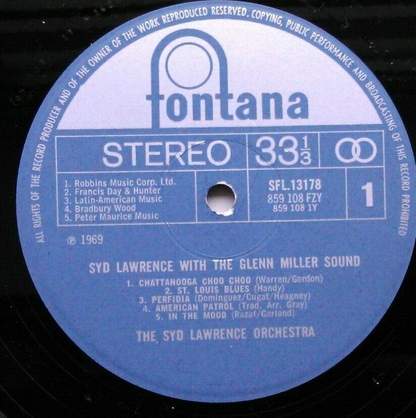 Syd Lawrence With The Glenn Miller Sound (Fontana, 1969) 12" vinyl LP VG/VG