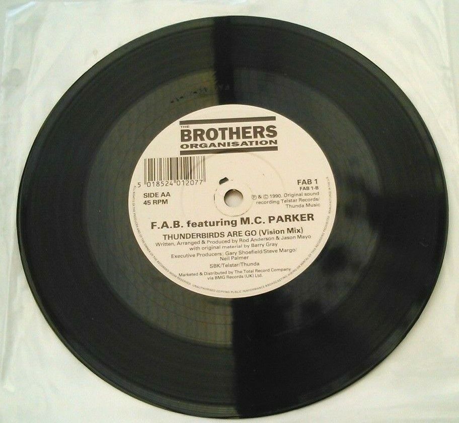 F.A.B. Featuring MC Parker - Thunderbirds Are Go (1990) 7" vinyl single VG/-