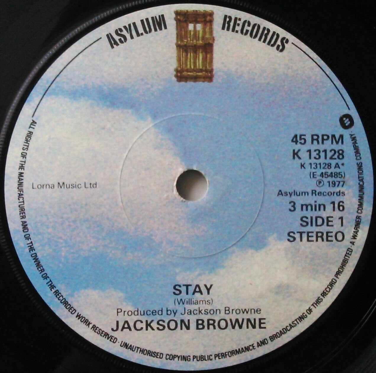 Jackson Browne – Stay (Asylum, 1977) 7" vinyl single VG/-