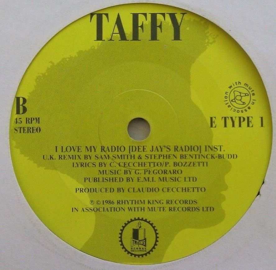 Taffy - I Love My Radio (Midnight Radio) (Transglobal,1986) 7" vinyl single VG/-