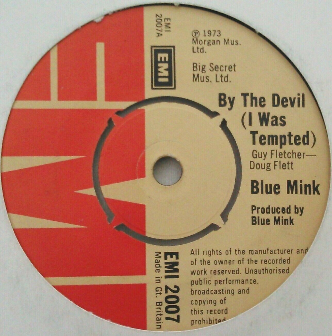 Blue Mink - By The Devil (I Was Tempted) (EMI, 1973) 7" vinyl single VG/-