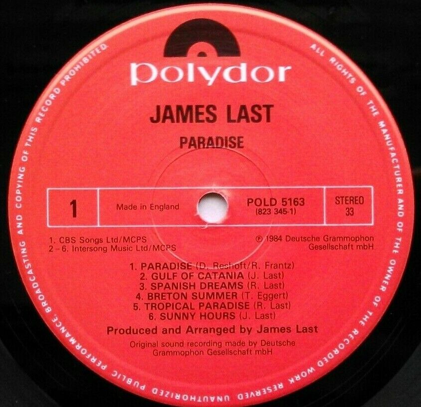 James Last – Paradise (Polydor, 1984) 12" vinyl LP VG/VG