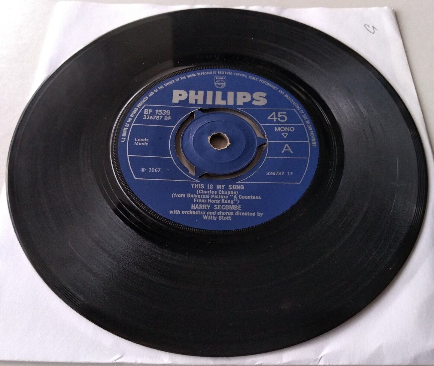 Harry Secombe - This Is My Song (Philips, 1967) 7" vinyl single VG/-