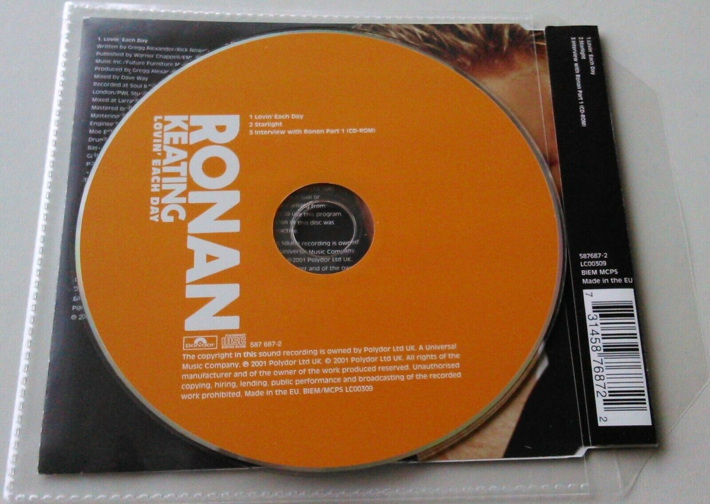 Ronan Keating – Lovin' Each Day (2001) CD single *no case - plastic wallet*