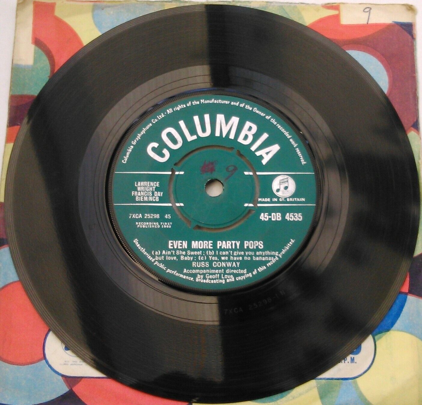 Russ Conway – Even More Party Pops (Columbia, 1960) 7" vinyl single VG/-