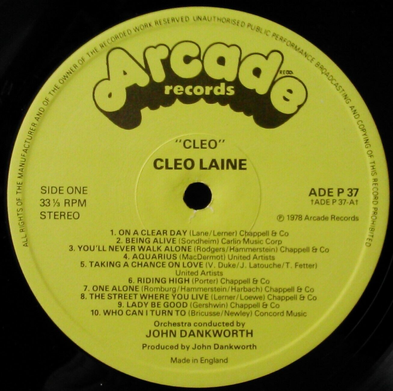 Cleo Laine – Cleo (Arcade, 1978) 12" vinyl LP VG/VG