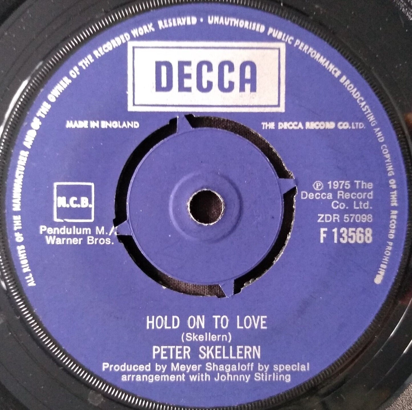 Peter Skellern - Hold On To Love (Decca 1975) 7" vinyl single VG/-