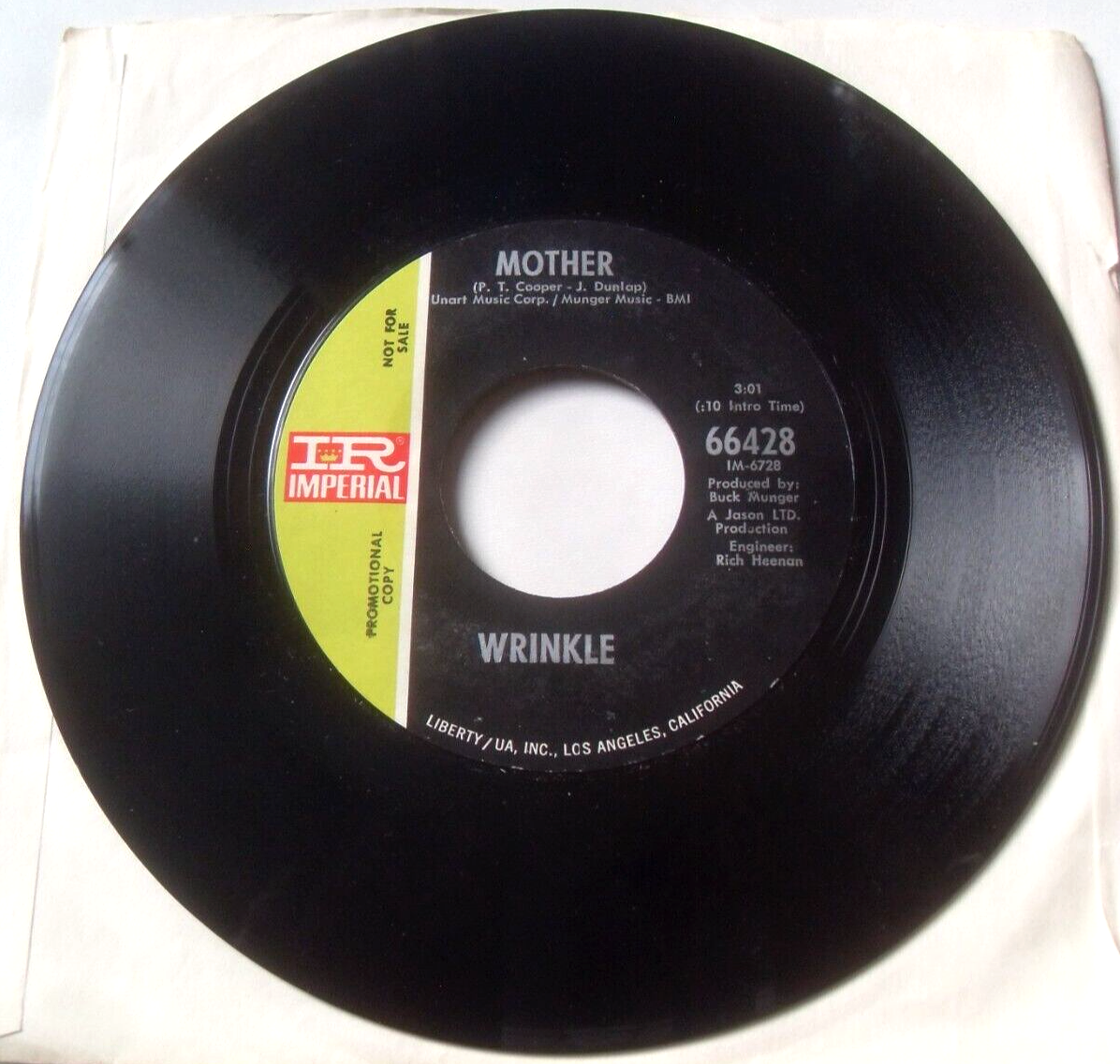 Wrinkle - Mother / Beautiful Lady (Imperial) US 7" vinyl single promo