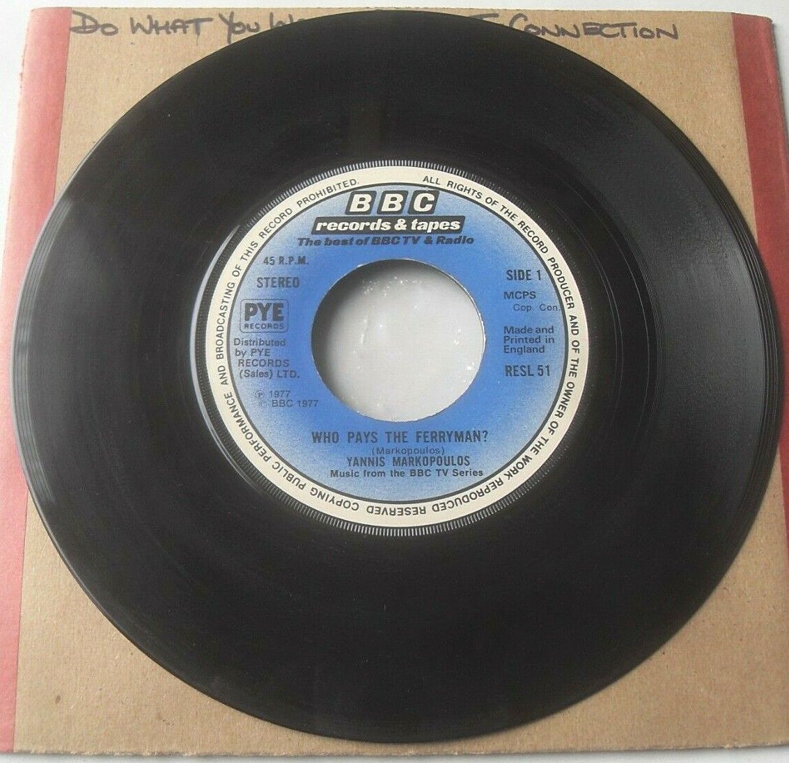 Yannis Markopoulos – Who Pays The Ferryman? (BBC, 1977) 7" vinyl single VG/-