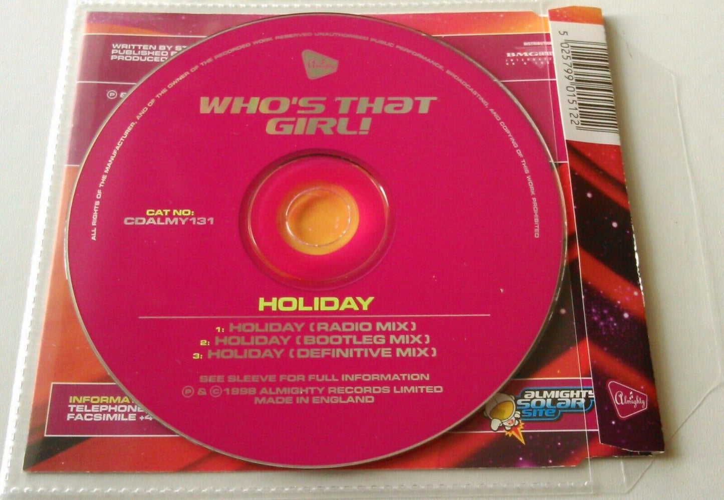 Who's That Girl! – Holiday (1998) CD single *no cover - plastic wallet*