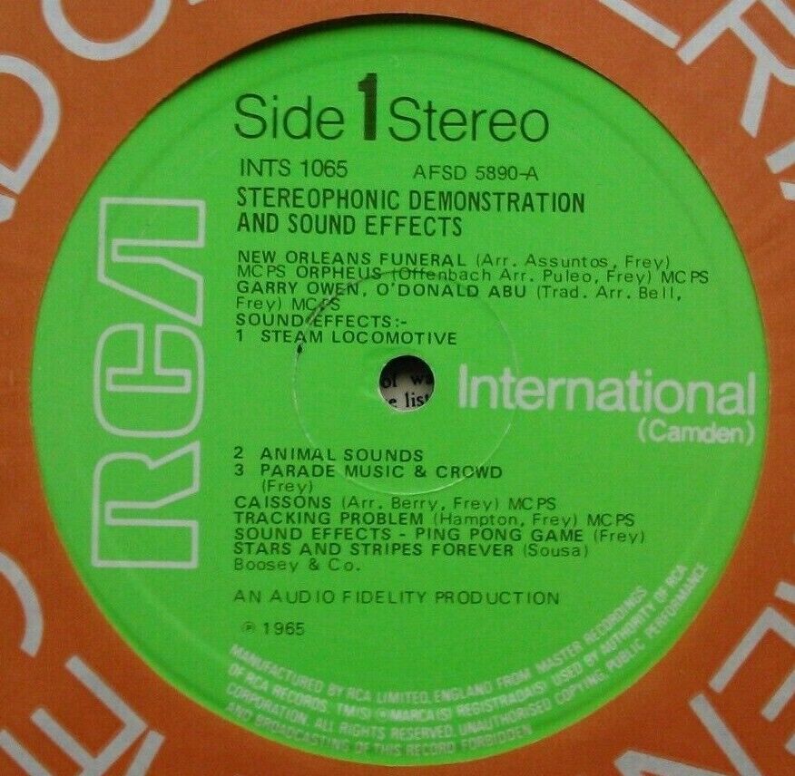 Stereophonic Demonstration And Sound Effects (RCA, 1970) 12" vinyl LP VG/VG