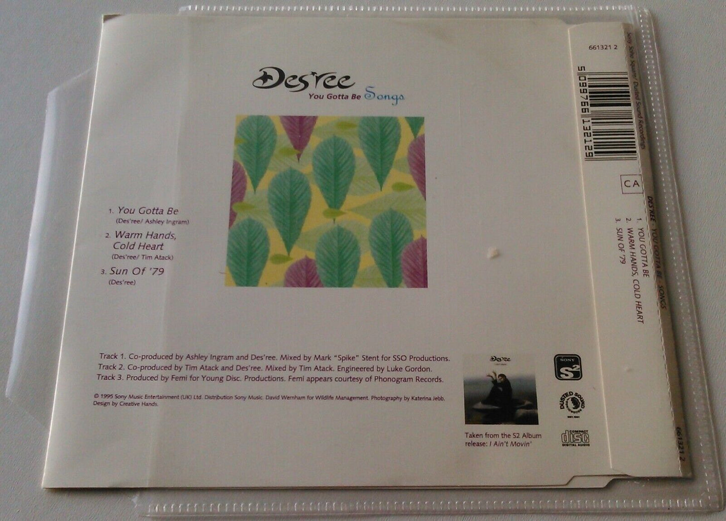 Des'ree ‎– You Gotta Be (Songs) (1995) CD single *no case - plastic wallet*