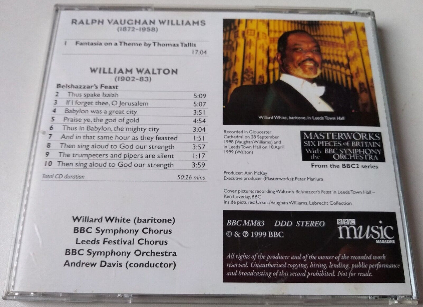 Walton - Belshazzar's Feast + Vaughan Williams BBC Music Magazine CD album