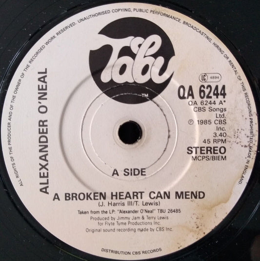 Alexander O'Neal - A Broken Heart Can Mend (Tabu 1986) 7" vinyl single VG/-