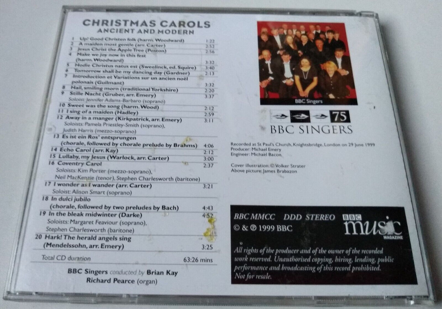 BBC Singers - Christmas Carols Ancient And Modern (1999) CD album BBC Music