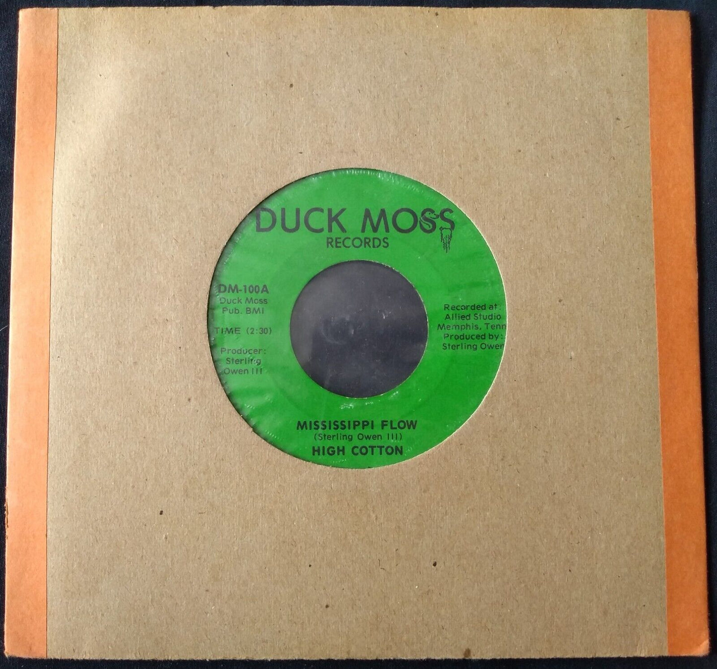 High Cotton - Mississippi Flow (Duck Moss) 7" vinyl single US VG/- jukebox